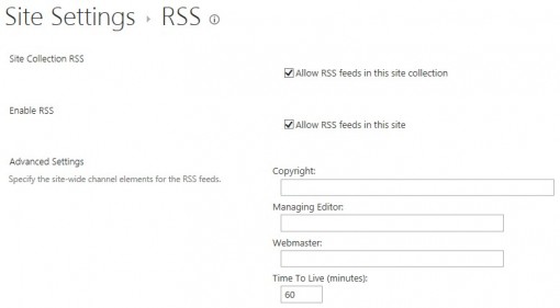 How to manage RSS options on SharePoint site?