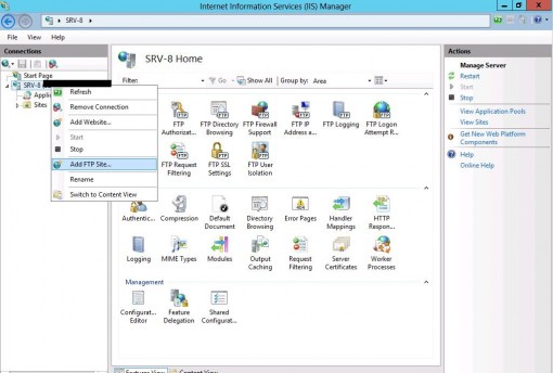 Access FTP on Windows Server 2012 R2